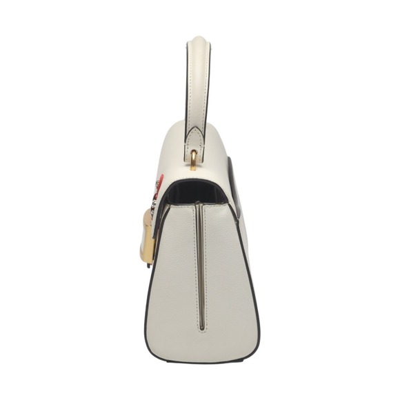 Kate Spade Katie Heart Embellished Small Top Leather Bag in White